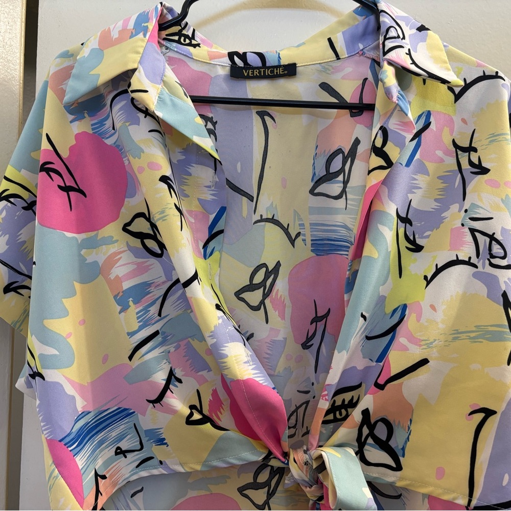 Multicolor Abstract Print Women's Top